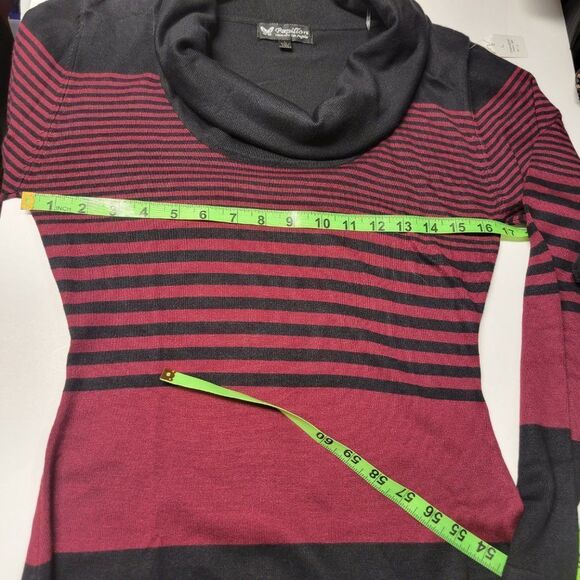𝅺RED and Black Striped Sweater Dress Cowl Neck Long Sleeve  - NWOT - Picture 8 of 8